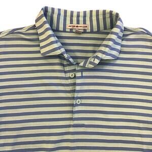 Peter Millar Polo Shirt Mens Medium 100% Cotton Blue Purple Stripe Golf Logo